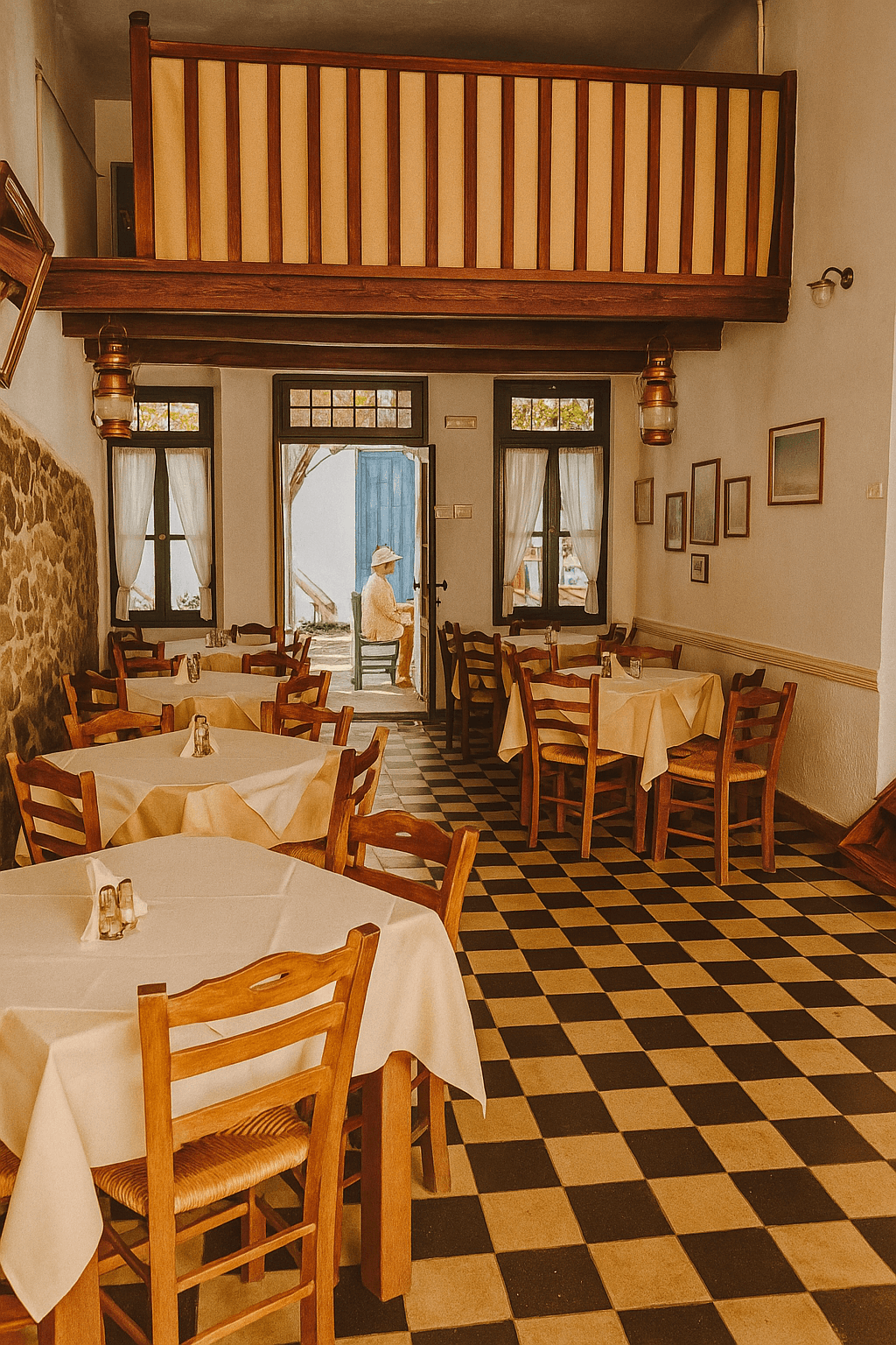 Indoor seating at Diporto